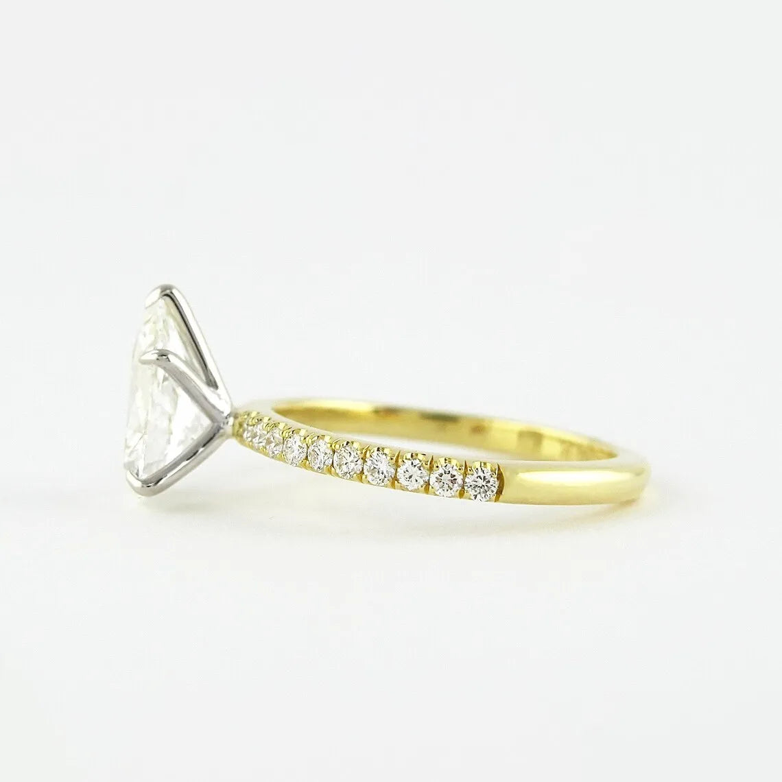 1.0CT Lab Grown Pear Cut Diamond Engagement Ring Solid 18K Gold Wedding Band Gold Plated IGI Certified Anniversary Gift Party