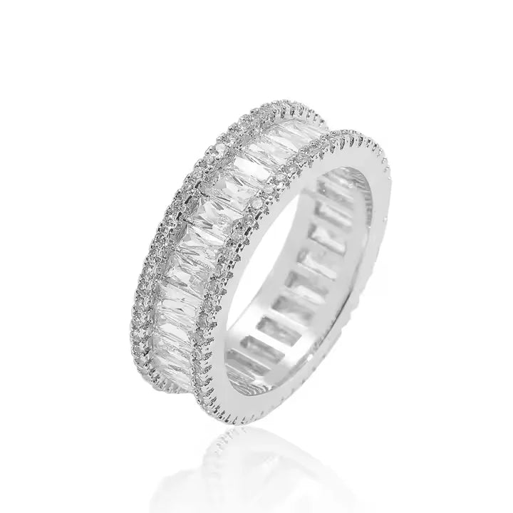 Dazzling 925 Sterling Silver Rhodium Plated Moissanite Men's Ring Luxury Hip Hop Style Unique Design Bold Fashion Statement Gift