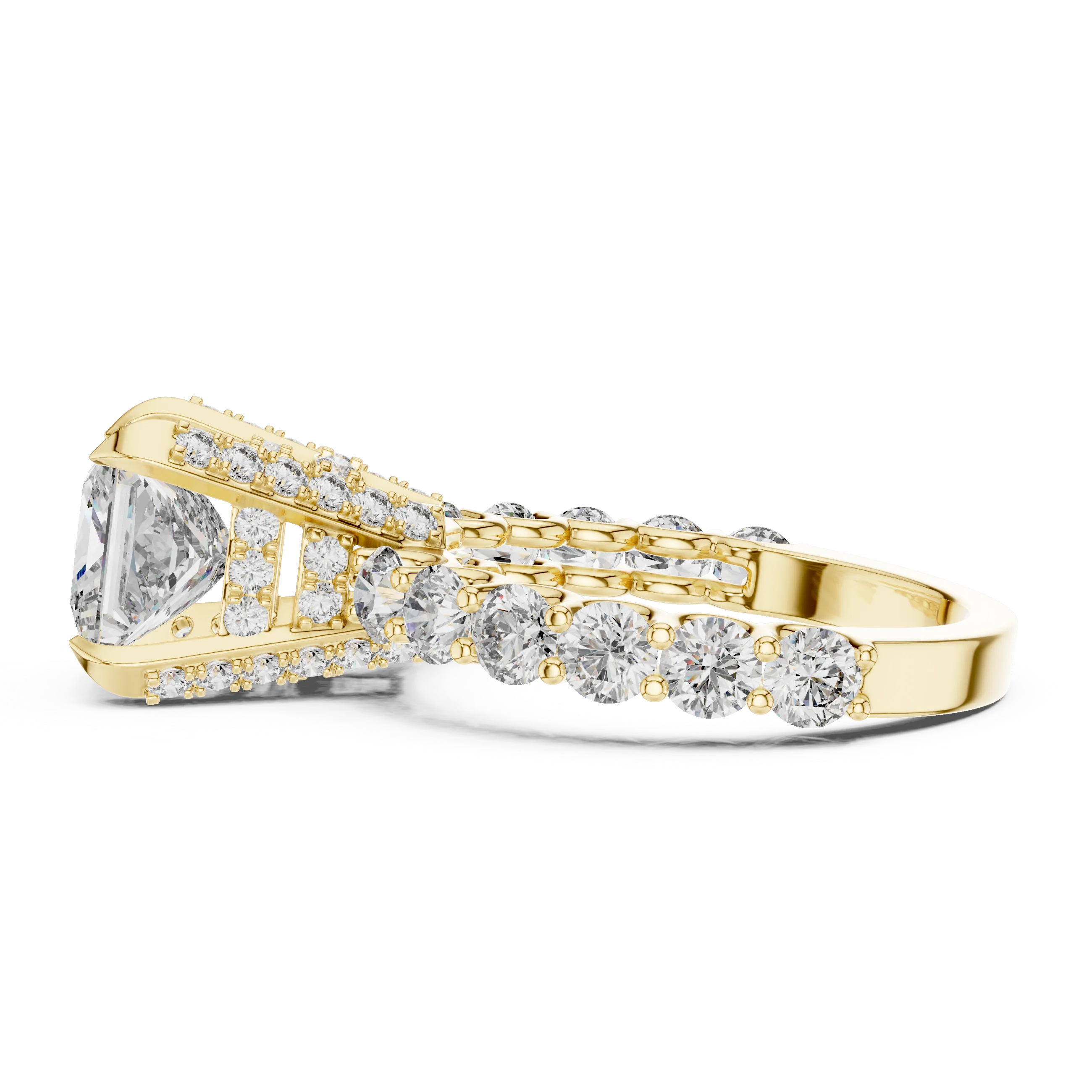 14K Gold Lab Grown Diamond 3.75ct Princess Cut Prong Setting Certified Classic Style Women's Engagement Wedding Rings