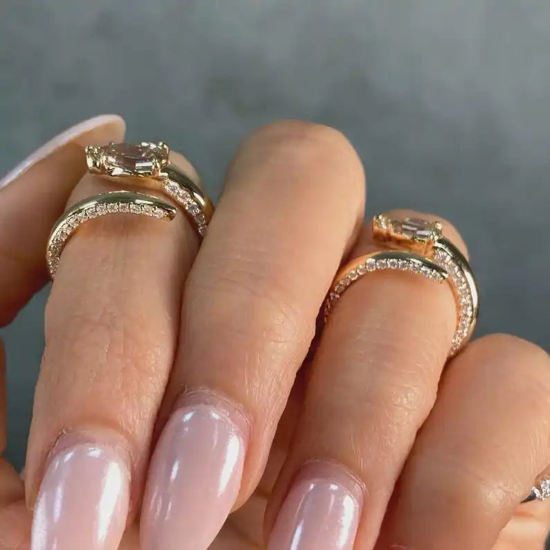 1.51ct Pear Cut Yellow Diamond Unique Snake Wrap Engagement Ring 14K Gold Fine Jewelry For Anniversary Party Gift Solitaire Ring