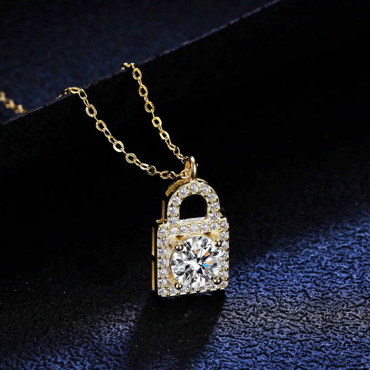 Custom Lover Lock Original Design VVS 1 Carat Brilliant Cut Moissanite 925 Sterling Silver Multi-color Link Chain Necklace