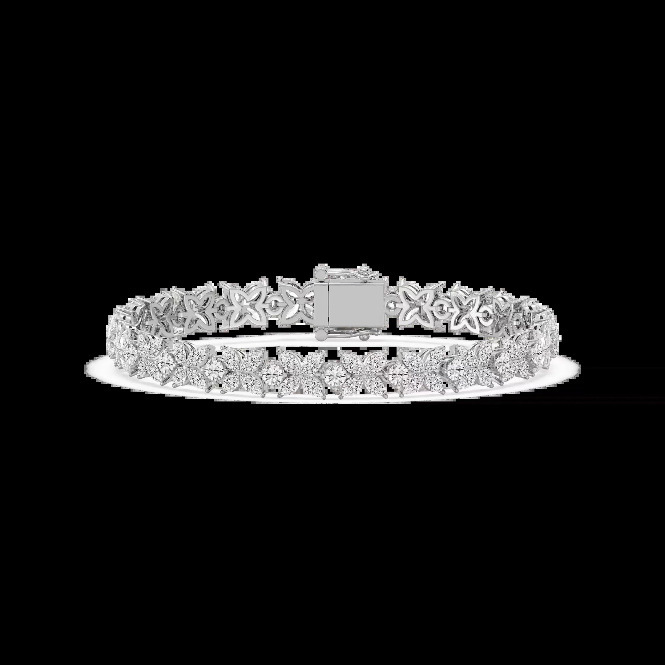 Floral Tennis 14k Pure Solid Gold Bracelet Marquise And Round Cut Ef/vs Clarity Lab Grown 9.13ctw Diamond 7 Inches Of Length