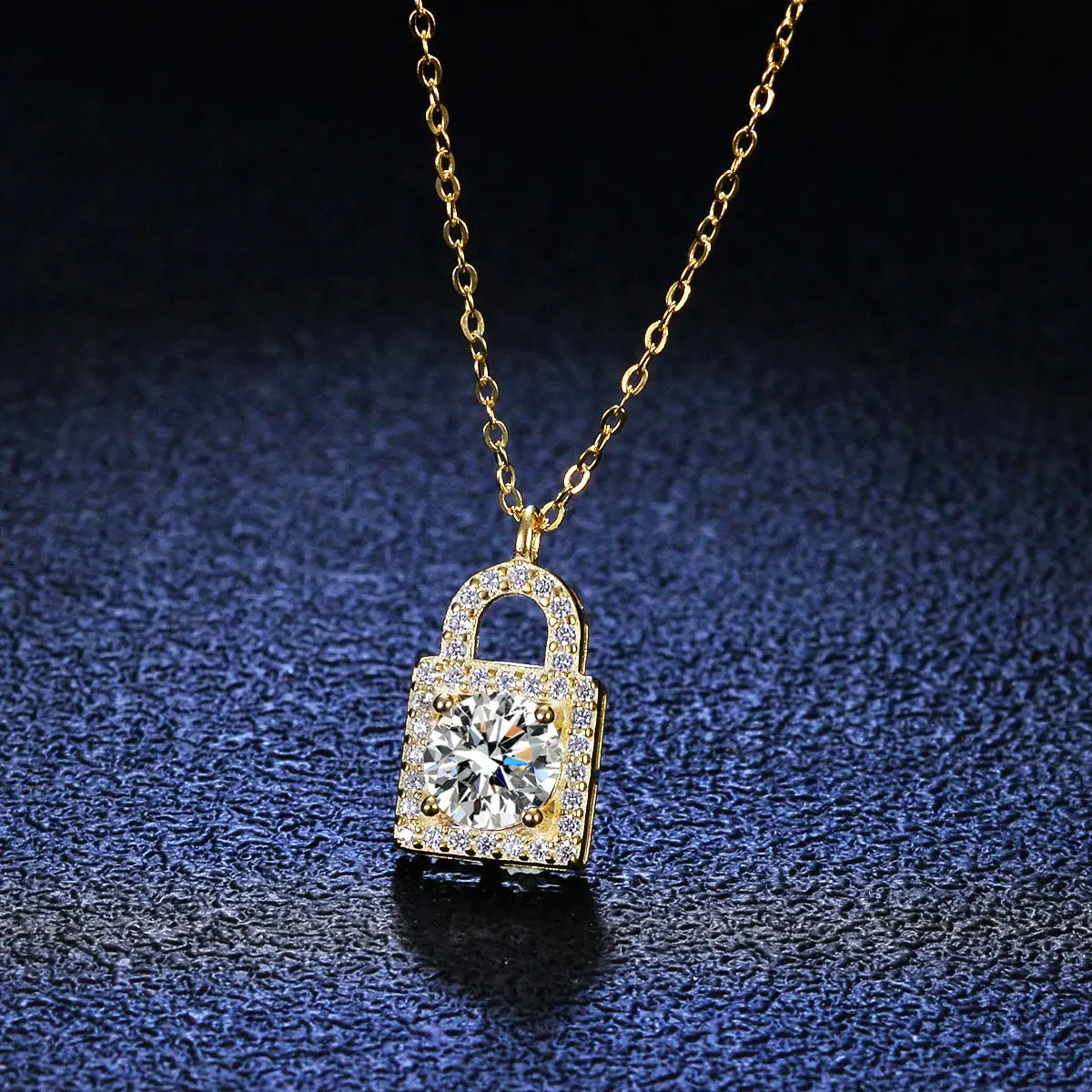 Custom Lover Lock Original Design VVS 1 Carat Brilliant Cut Moissanite 925 Sterling Silver Multi-color Link Chain Necklace
