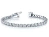 Platinum Stylish Half Bezel Set Round Cut Diamond (Natural) Tennis Bracelet