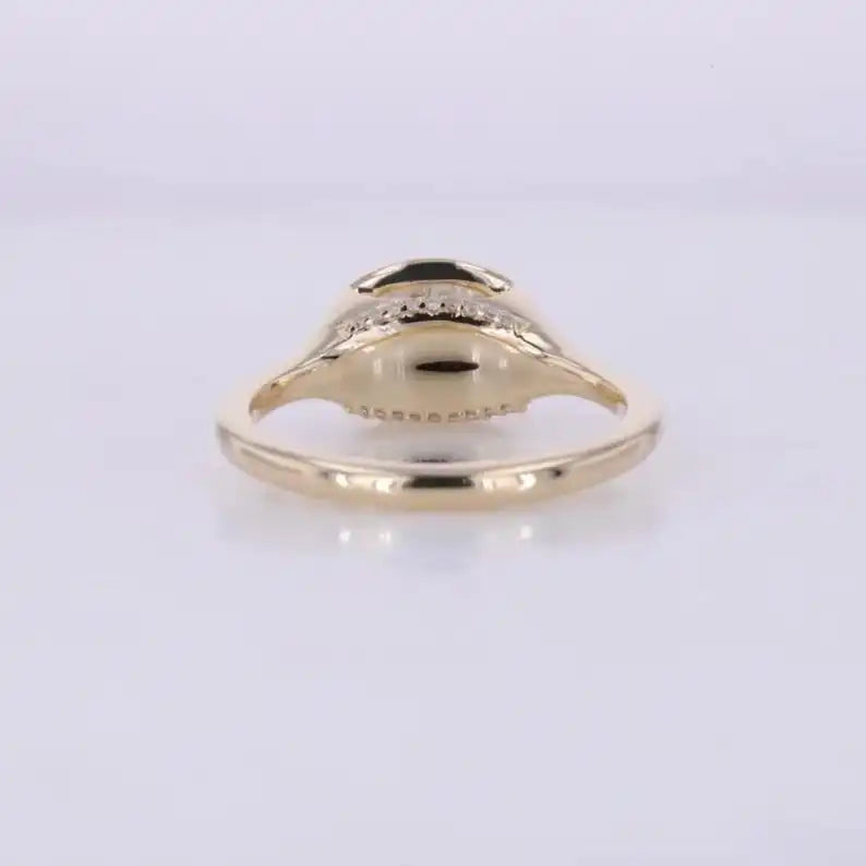 1.51CT Fancy Shapes Oval Cut Lab Grown Diamond Proposal Signet Ring 14K Gold Fine Engagement Party for Bride wedding Gift