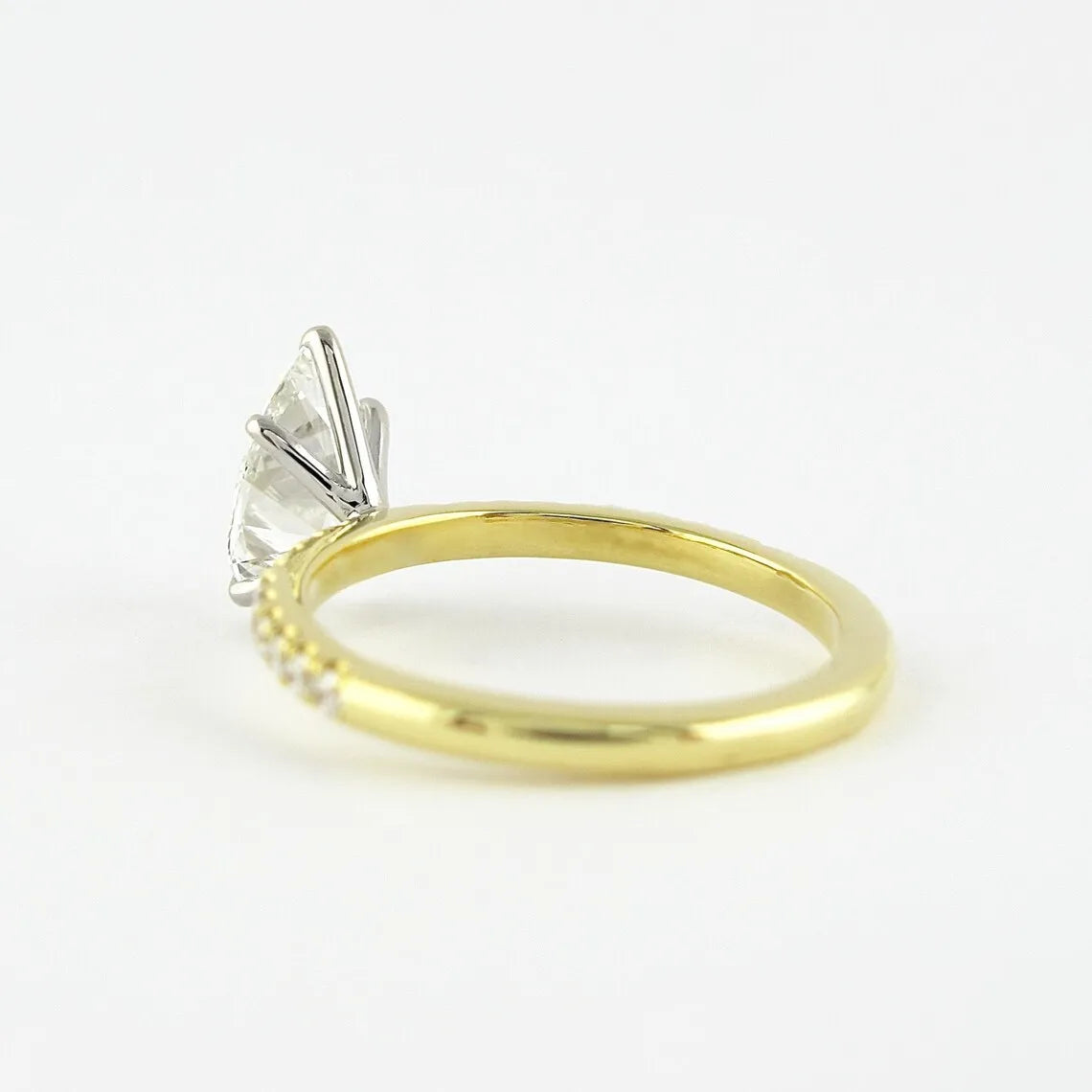 1.0CT Lab Grown Pear Cut Diamond Engagement Ring Solid 18K Gold Wedding Band Gold Plated IGI Certified Anniversary Gift Party