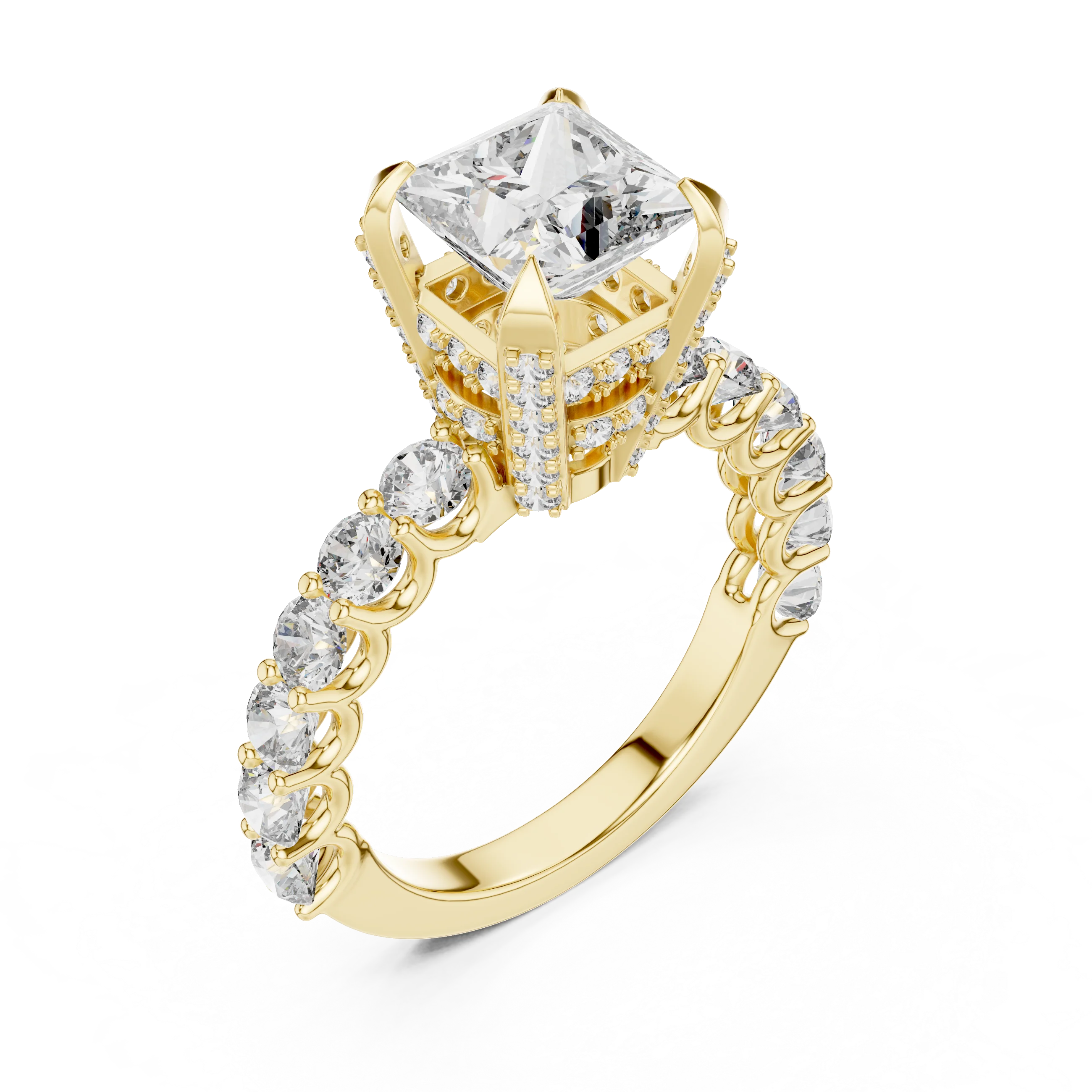 14K Gold Lab Grown Diamond 3.75ct Princess Cut Prong Setting Certified Classic Style Women's Engagement Wedding Rings