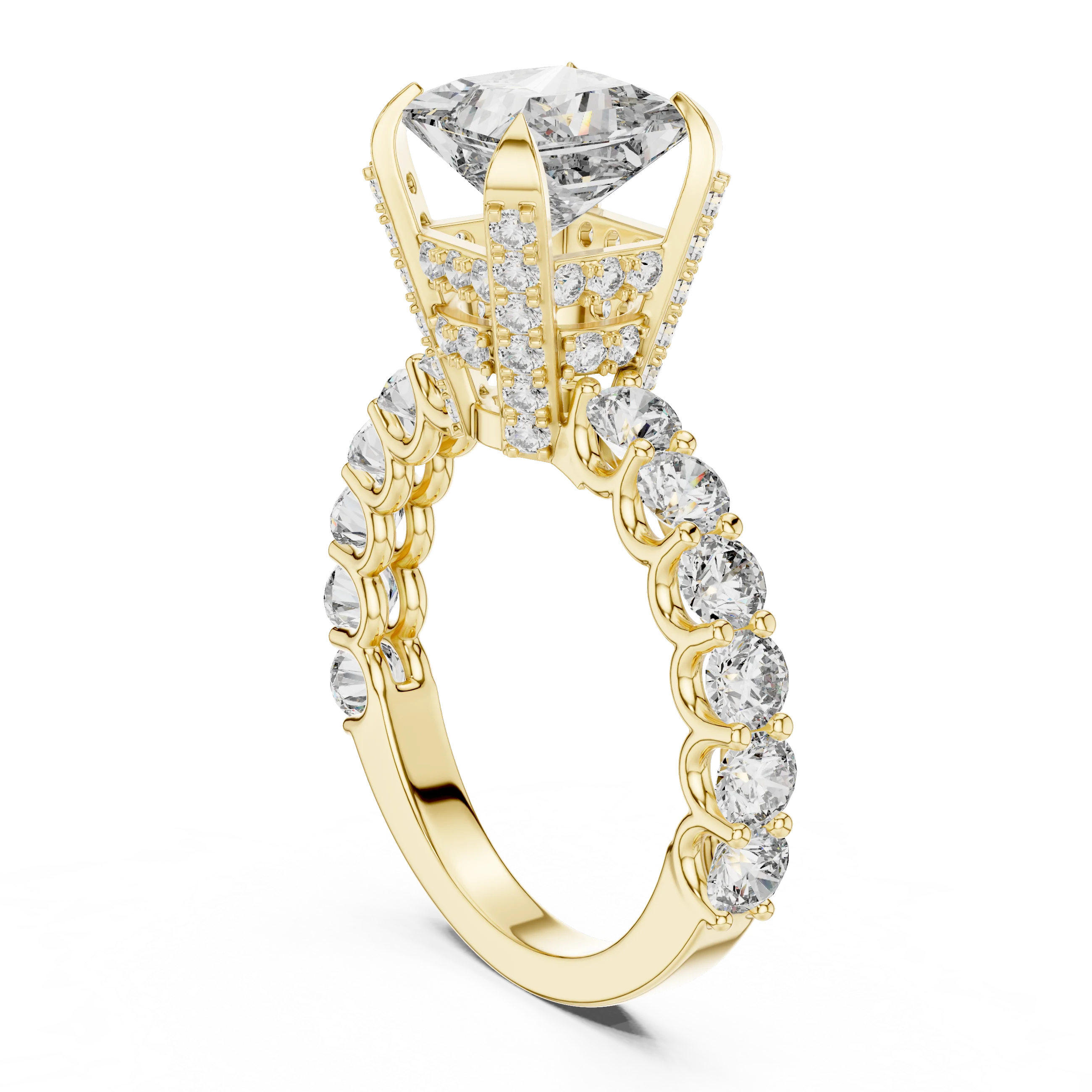 14K Gold Lab Grown Diamond 3.75ct Princess Cut Prong Setting Certified Classic Style Women's Engagement Wedding Rings