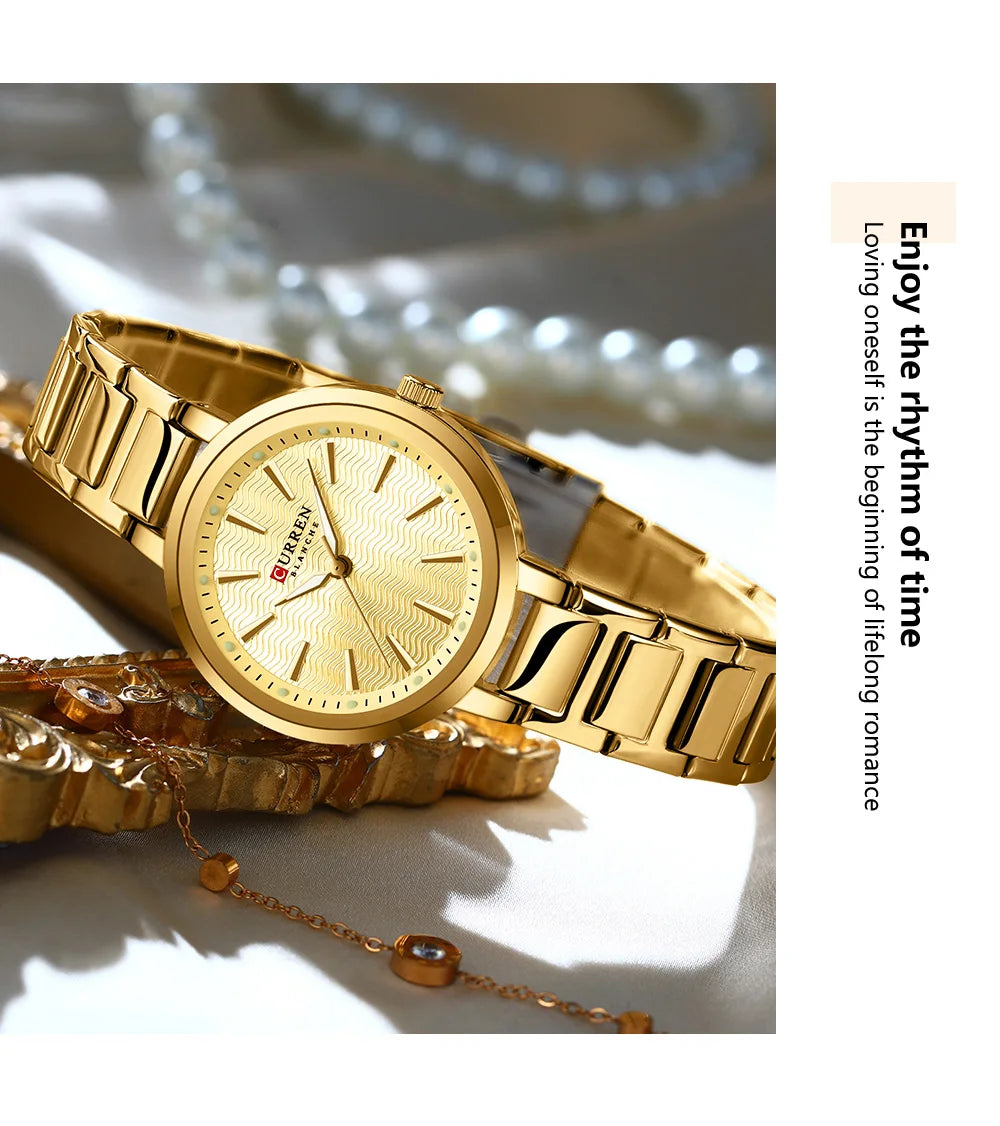 CURREN Watch Women New Fashion Luxury Stainless Steel Wristwatch Bracelet Simple  Waterproof Luminous Ladies Watches