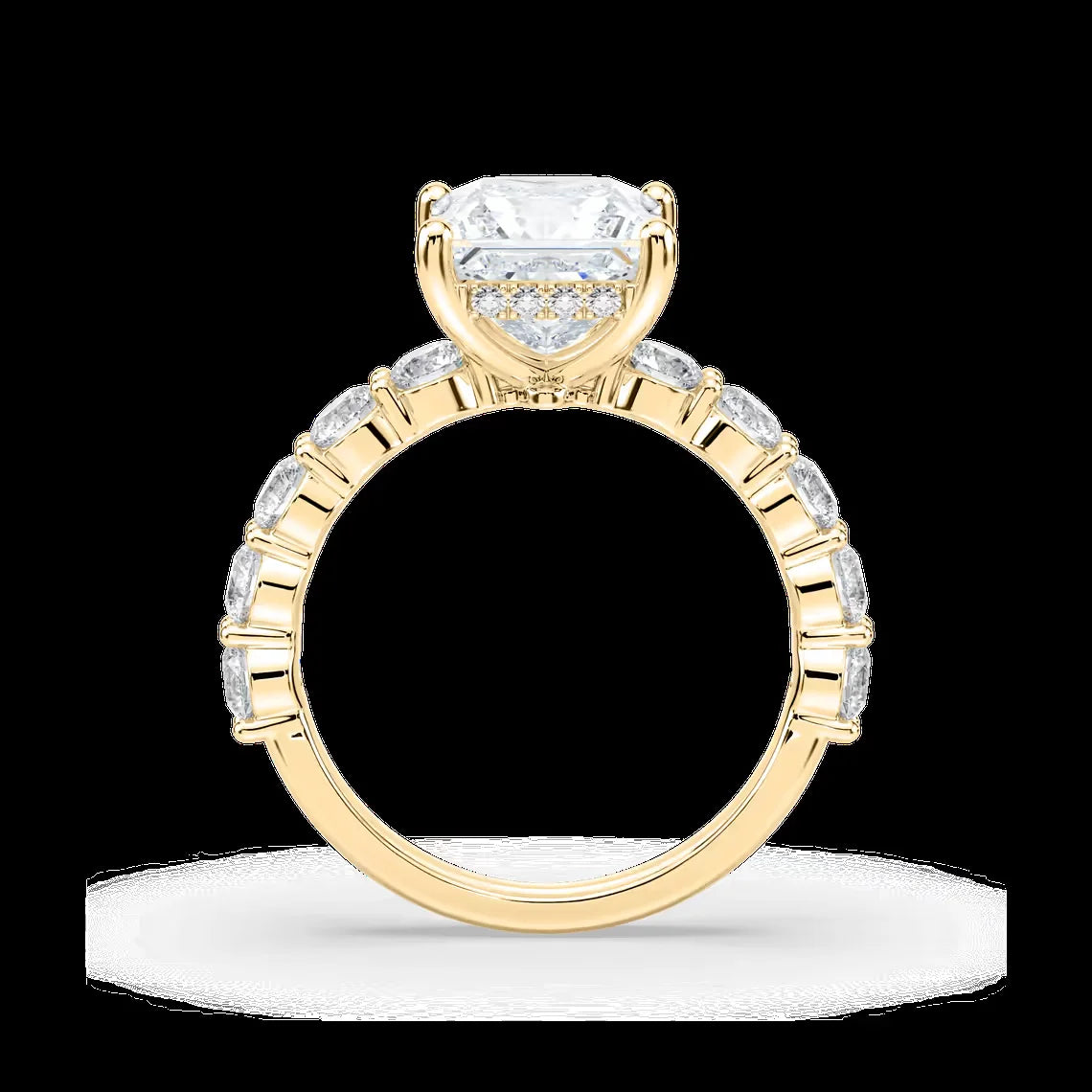 2.40 CTW Princess  Cut Lab Grown Diamond Engagement Ring Round Side Stones IGI Certified 14K Solid Gold Luxury Bridal Ring