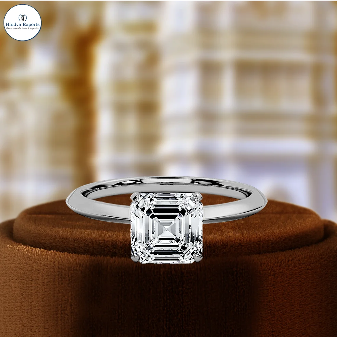 1CT Asscher Cut Lab Grown Diamond Engagement Wedding Ring 14K White Gold IGI Certified Gift Ring