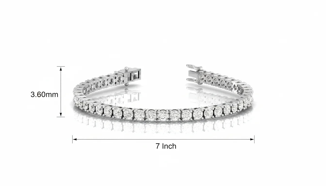 14K Gold & Natural Classic Rose Gold 40 Diamond Rhodium Plated Luxury Round Line Bracelet for Women's