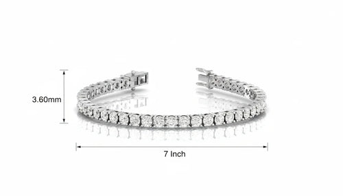14K Gold & Natural Classic Rose Gold 40 Diamond Rhodium Plated Luxury Round Line Bracelet for Women's