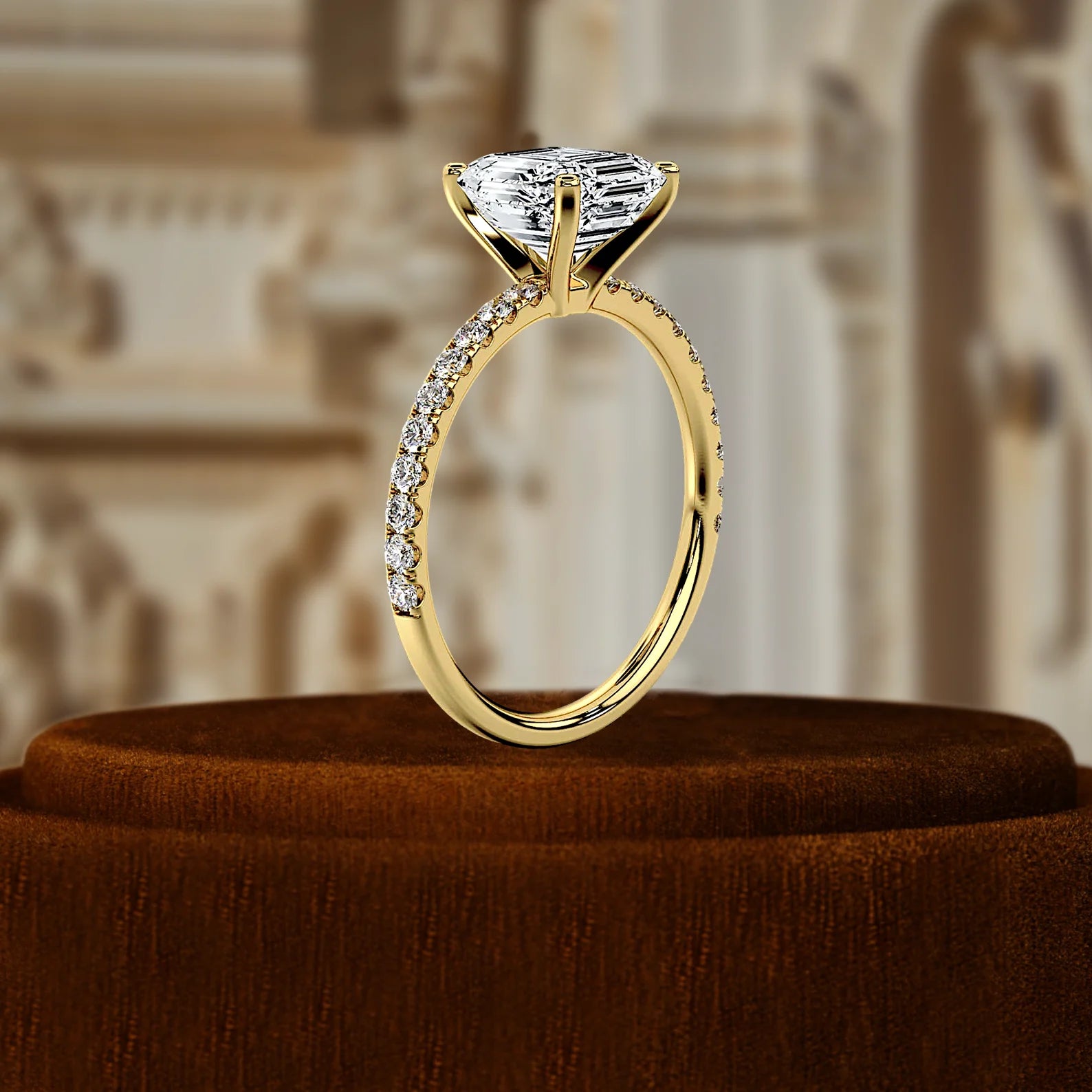 IGI Certified Lab Grown Diamond Christian Engagement Ring Women 1 Ct Asscher Cut Solitaire Half Pave Wedding 14K Gold Ring