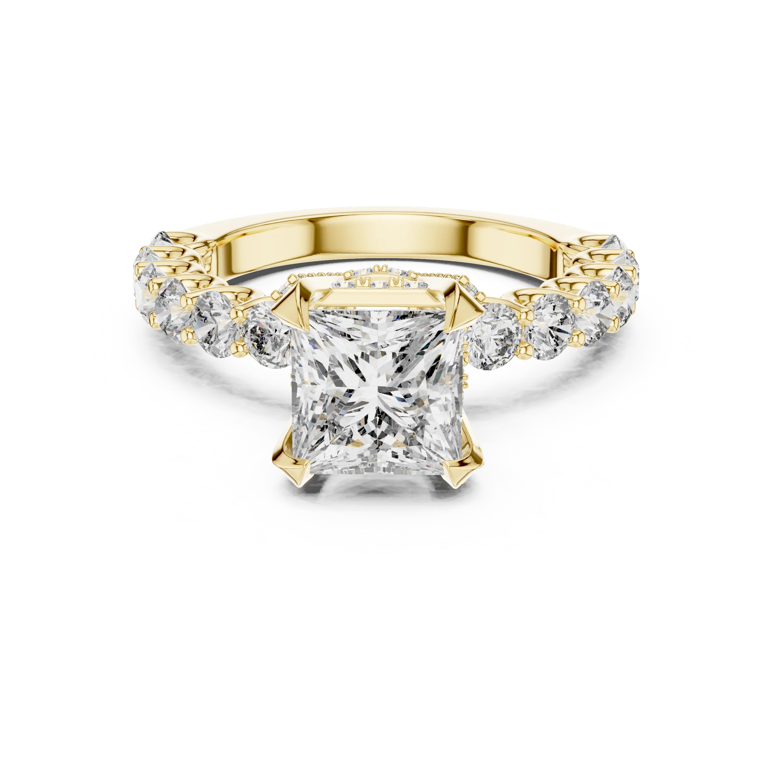 14K Gold Lab Grown Diamond 3.75ct Princess Cut Prong Setting Certified Classic Style Women's Engagement Wedding Rings
