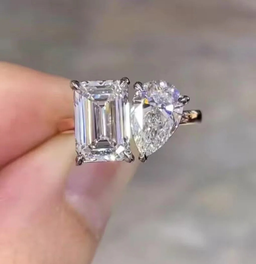 925 Silver Pear Cut Engagement Promise Ring 2ct EF VVS Moissanite Prong Set IGI Certified Anniversary Wedding Fine Ring