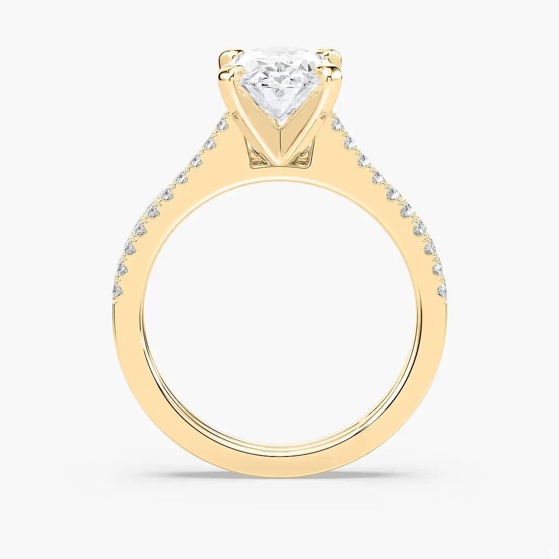 2.50 CTW Oval Cut Lab Grown Diamond Wedding Ring Set | Pavé Bands | 14K Solid Gold Bridal Set