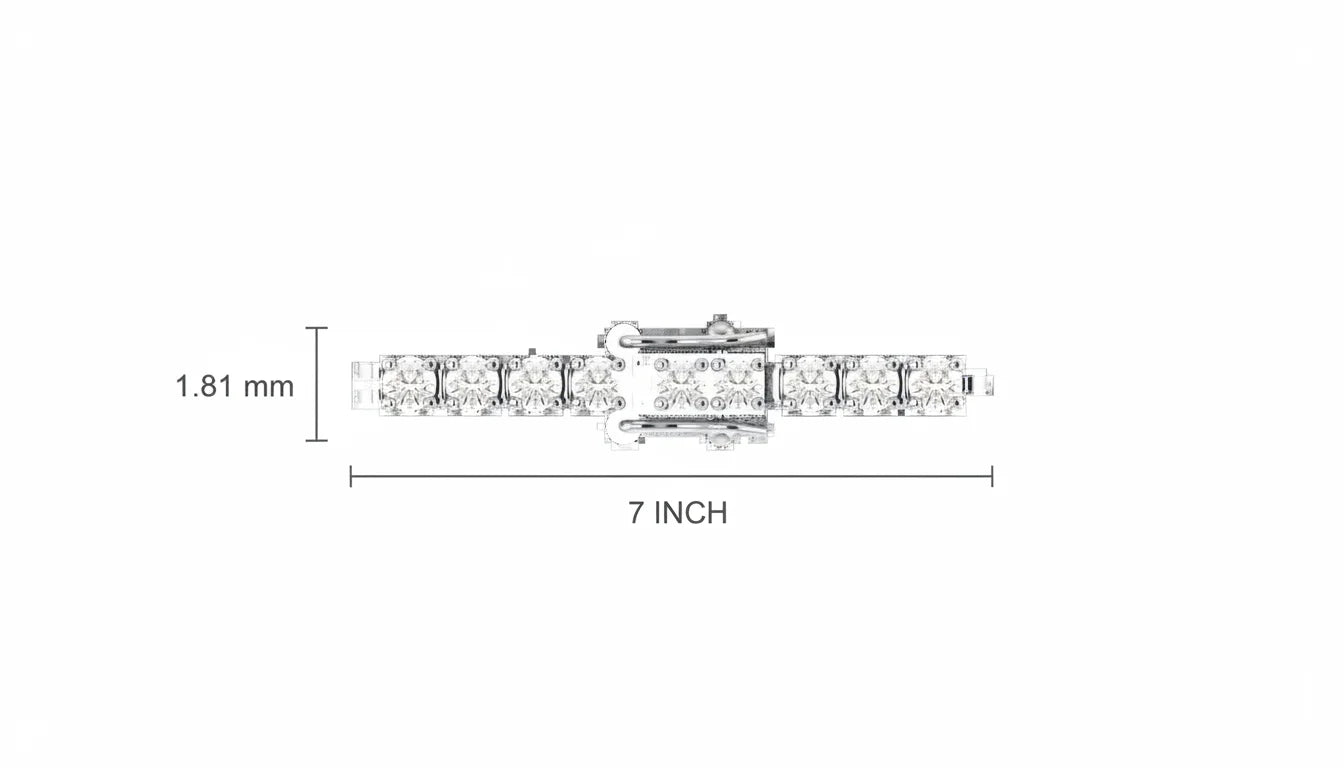 Women's 14K Gold & Natural Diamond Trendy Tennis Bracelet Rhodium Plated 66 PCS Round Brilliant Cut IGI Certified
