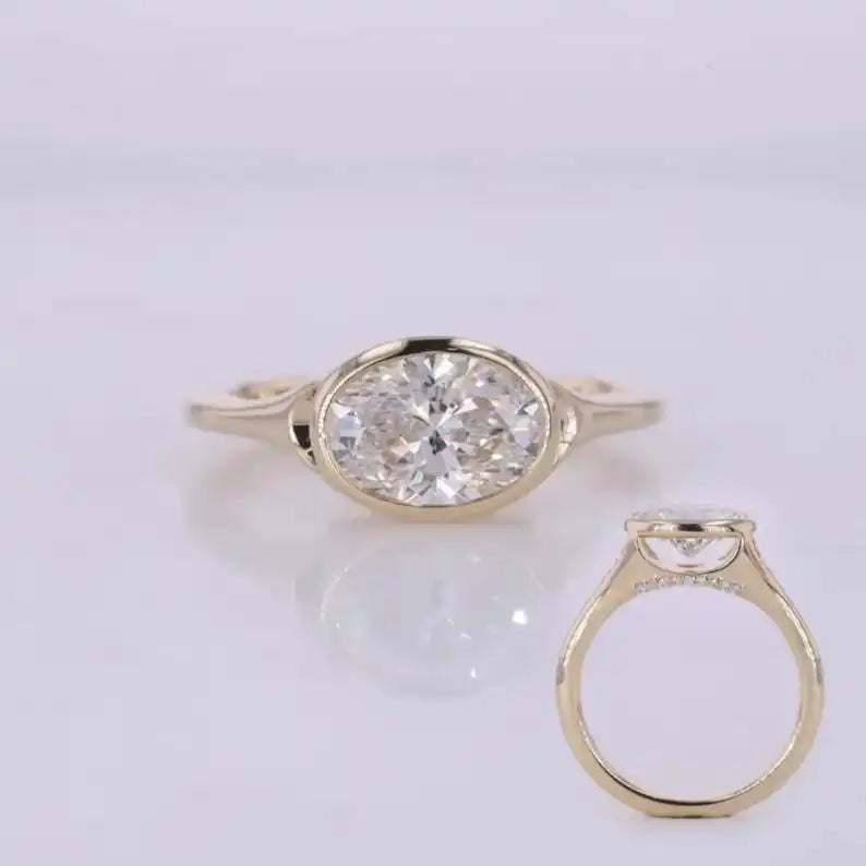 1.51CT Fancy Shapes Oval Cut Lab Grown Diamond Proposal Signet Ring 14K Gold Fine Engagement Party for Bride wedding Gift