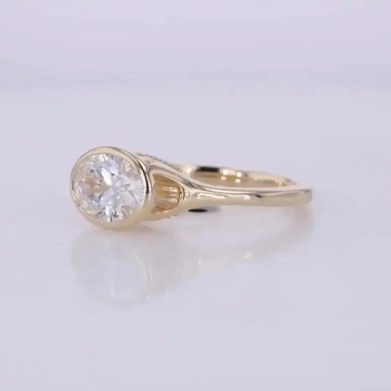 1.51CT Fancy Shapes Oval Cut Lab Grown Diamond Proposal Signet Ring 14K Gold Fine Engagement Party for Bride wedding Gift