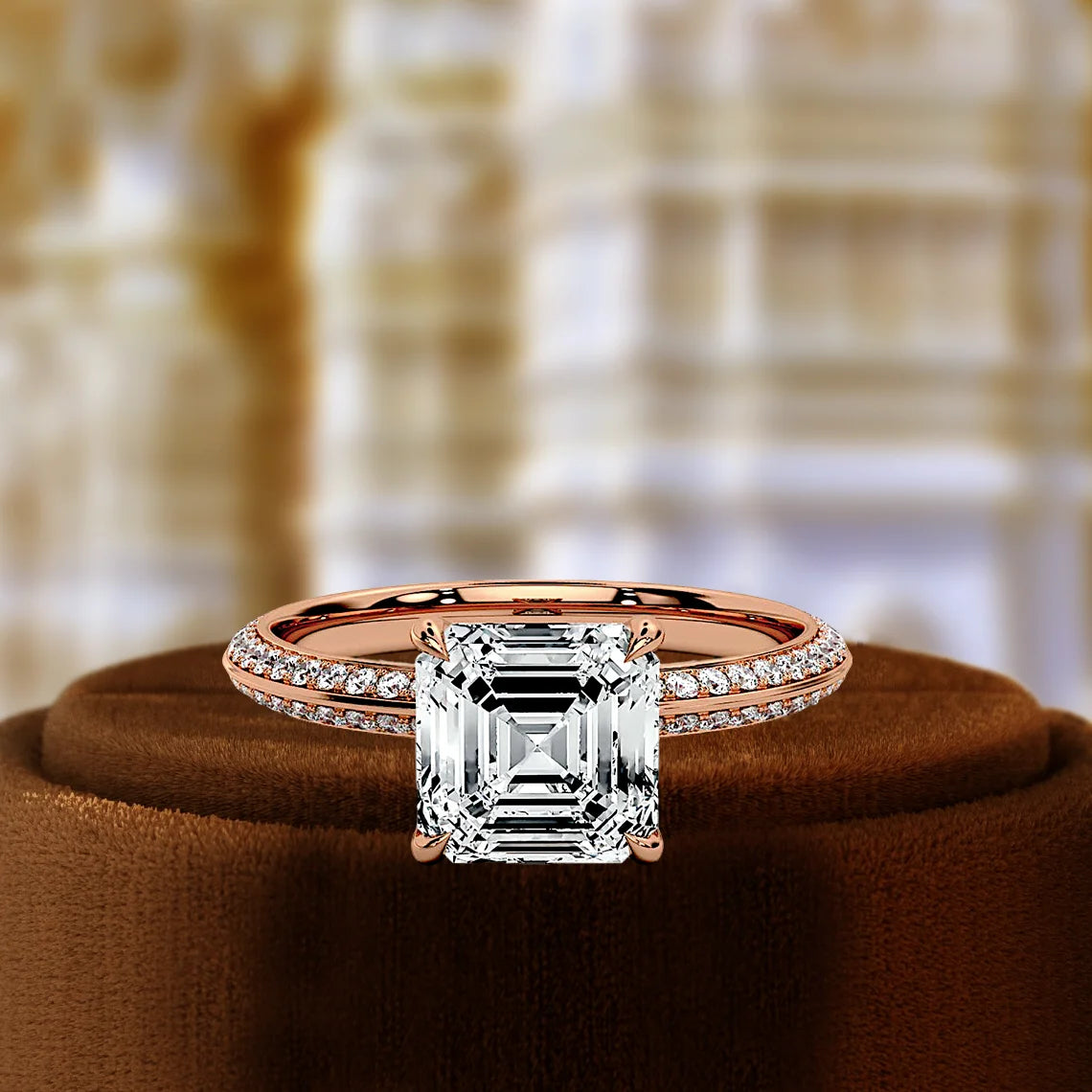 1Ct Lab Grown Diamond Engagement Ring Emerald Cut Pave Wedding Ring IGI Certified 14k White Minimalist Party Gift Her Special