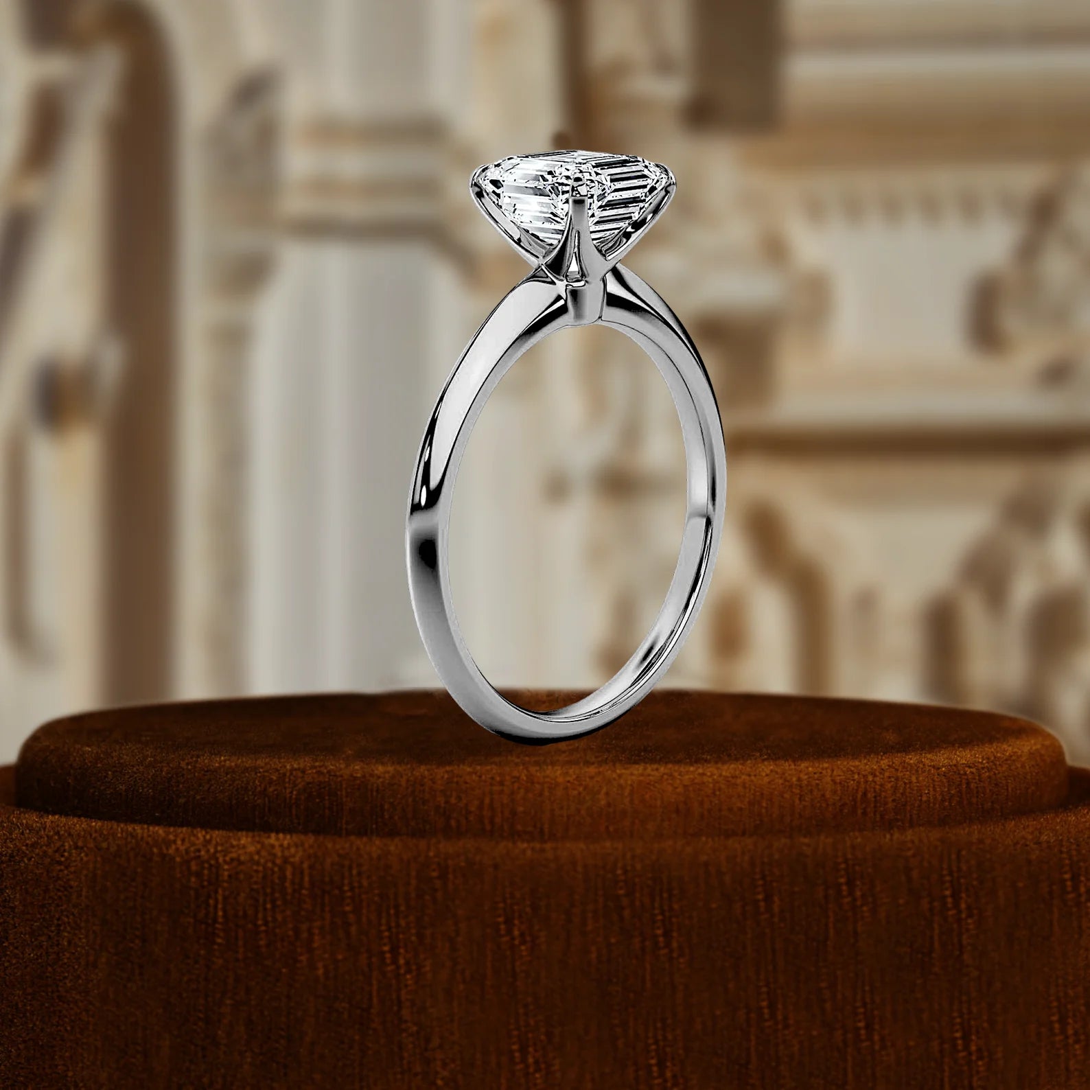 1CT Asscher Cut Lab Grown Diamond Engagement Wedding Ring 14K White Gold IGI Certified Gift Ring