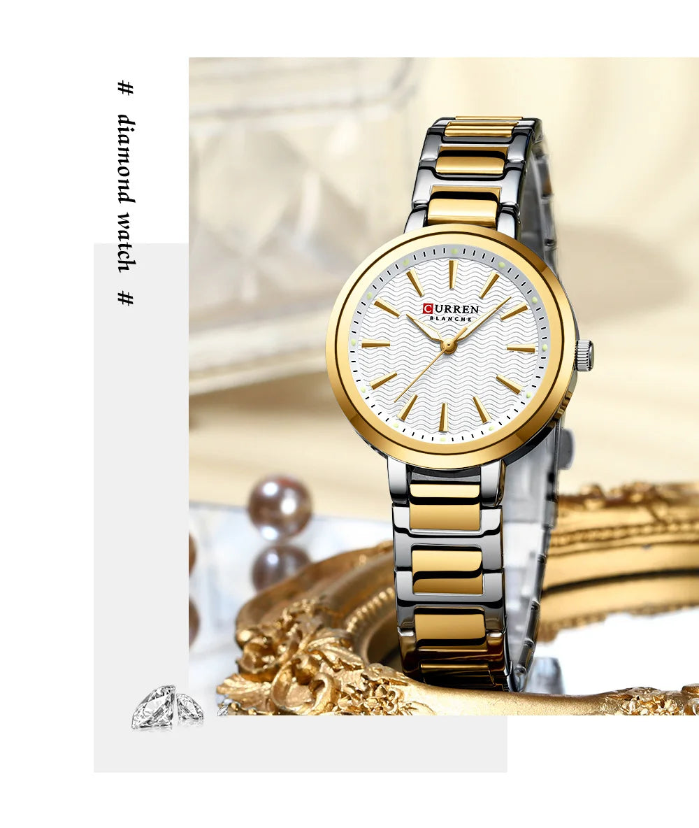 CURREN Watch Women New Fashion Luxury Stainless Steel Wristwatch Bracelet Simple  Waterproof Luminous Ladies Watches