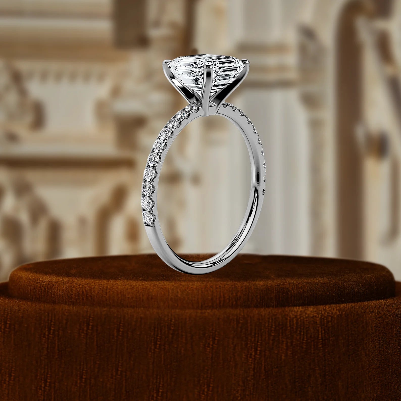 IGI Certified Lab Grown Diamond Christian Engagement Ring Women 1 Ct Asscher Cut Solitaire Half Pave Wedding 14K Gold Ring