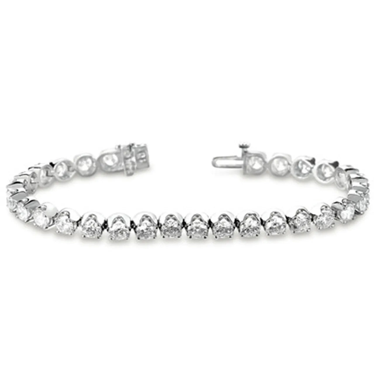 Platinum Stylish Half Bezel Set Round Cut Diamond (Natural) Tennis Bracelet