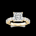 2.40 CTW Princess  Cut Lab Grown Diamond Engagement Ring Round Side Stones IGI Certified 14K Solid Gold Luxury Bridal Ring