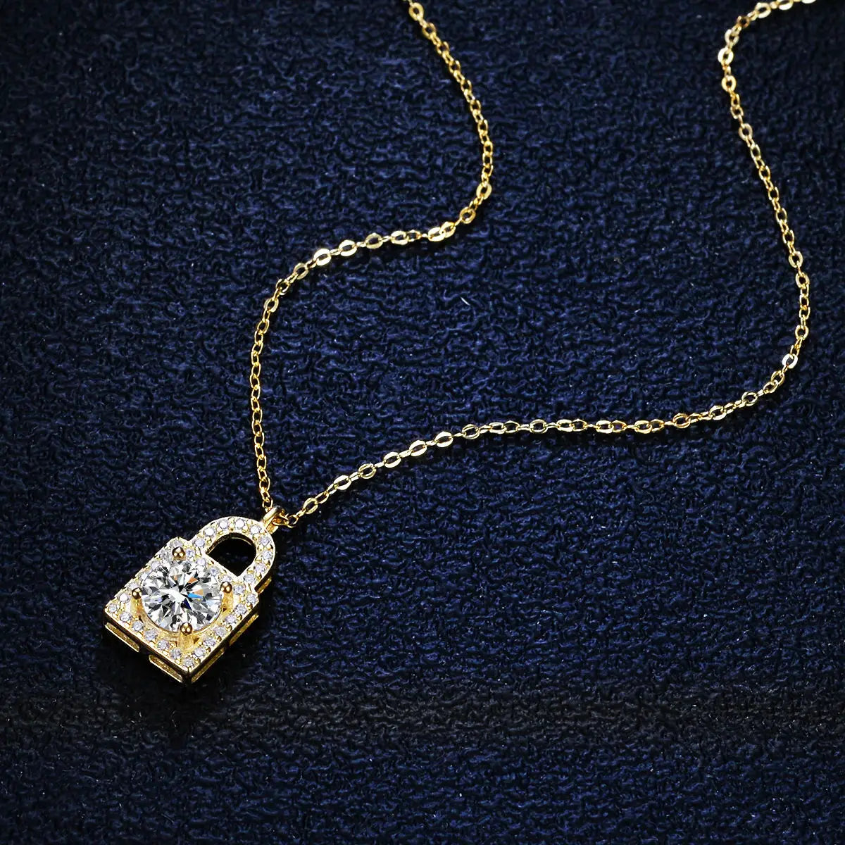 Custom Lover Lock Original Design VVS 1 Carat Brilliant Cut Moissanite 925 Sterling Silver Multi-color Link Chain Necklace