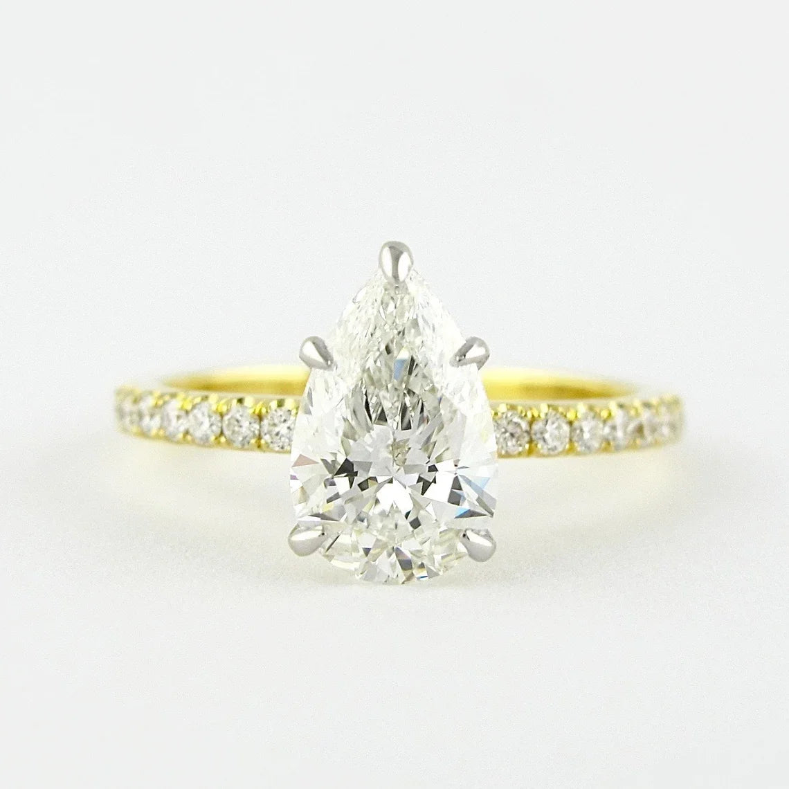 1.0CT Lab Grown Pear Cut Diamond Engagement Ring Solid 18K Gold Wedding Band Gold Plated IGI Certified Anniversary Gift Party
