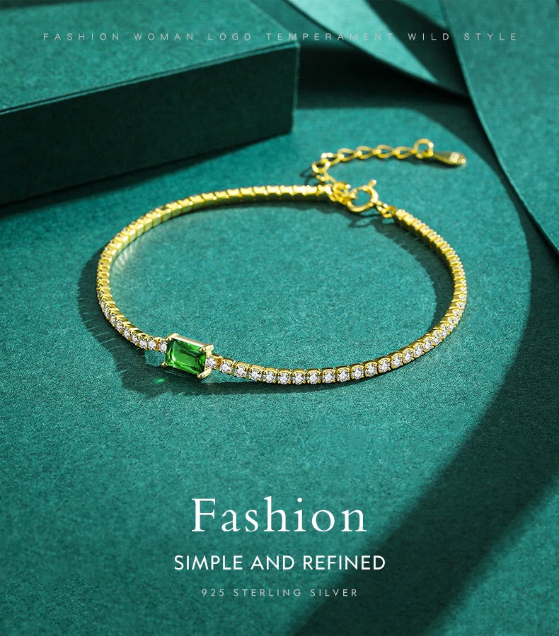 MODIAN 2021 New 925 Sterling Silver Luxury Sparkling Cubic Zirconia Bracelet For Women Gold Color Wedding Engagement Jewelry