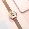 ORKINA Silver Skeleton Women's Watch Stainless Steel Fashion Ladies Mechanical Watches Female Automatic Self-Wind Wristwatches