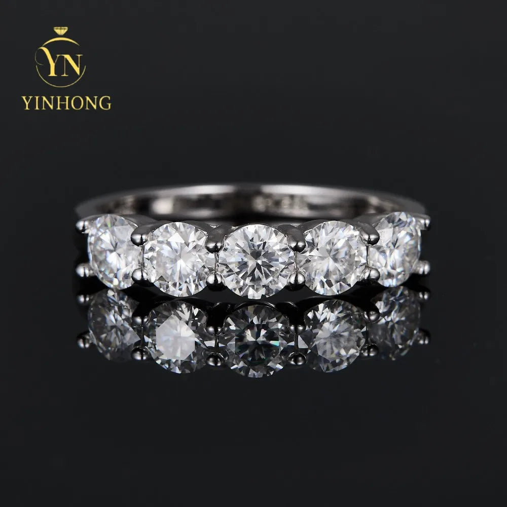 Wholesale High Quality Fashion Women Luxury Fine Jewelry 18k Gold Plated 925 Sterling Silver Moissanite Eternity Rings