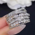 T0809 White Gold Diamond Ring Marquise Cut Natural D Color Luxury Engagement Women's Jewelry