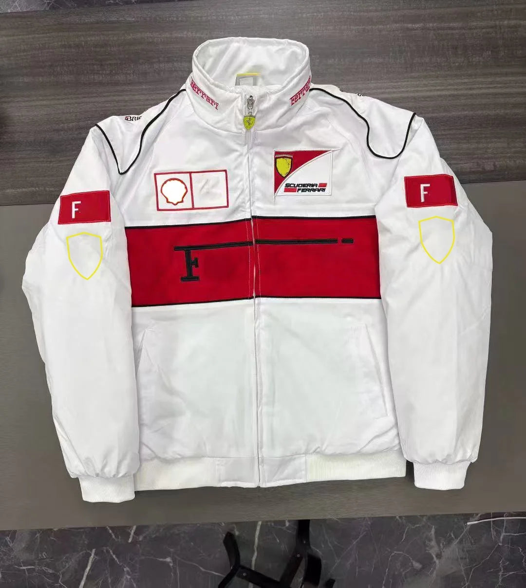 Plus Size USA European Size Thick F1 Racing Inspired Waterproof Zipper Embroidered Reversible Moto Biker Winter Riding Jacket