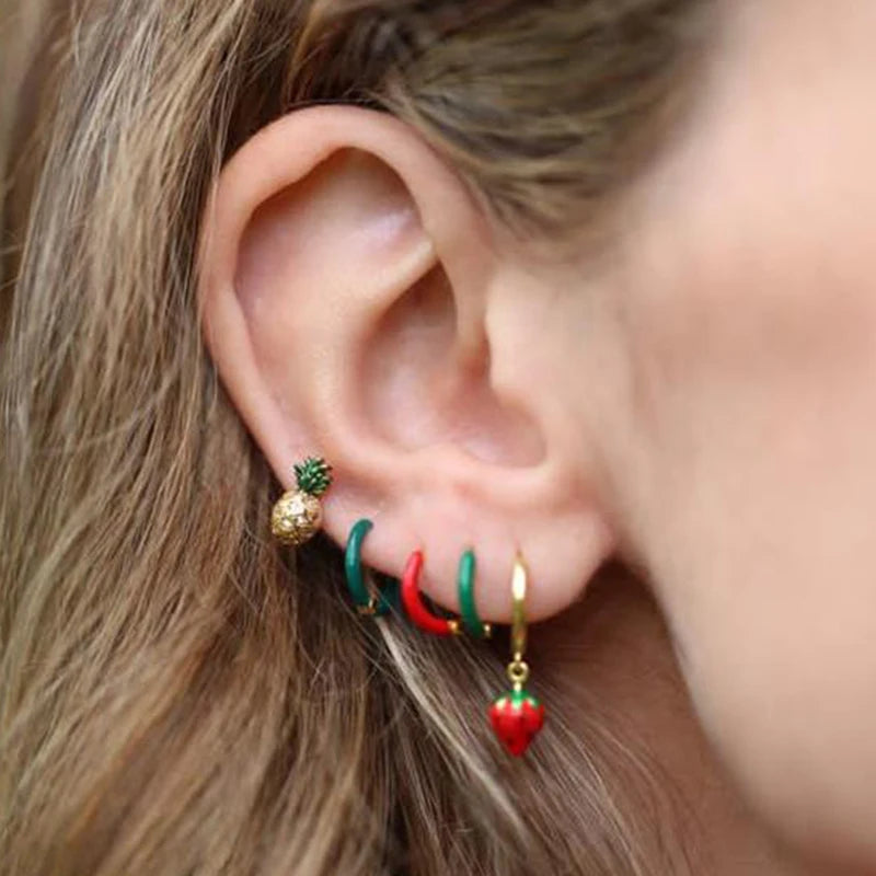 Multicolour Enamel Hoop Earrings for Women 925 Silver Needle Candy Color Huggie Earrings Trendy Party Girls Jewelry Gift