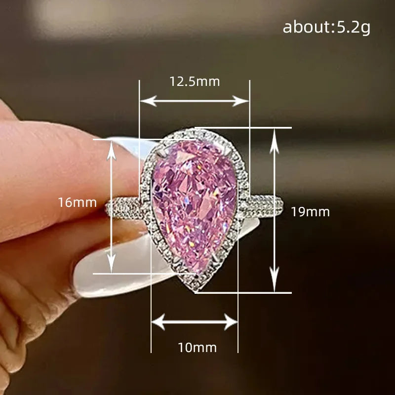 Platinum Water Drop Diamond Ring For Women Engagement Jewelry T0130