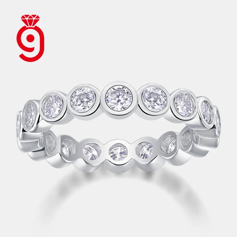 Factory Wholesale  Jewelry 925 Sterling Silver Luxury Women Fine Rings Platinum Plated Band Rings Bezel Setting Eternity Rings