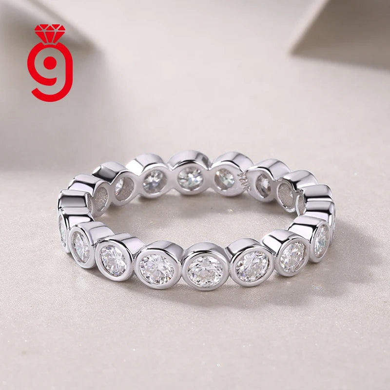 Factory Wholesale  Jewelry 925 Sterling Silver Luxury Women Fine Rings Platinum Plated Band Rings Bezel Setting Eternity Rings