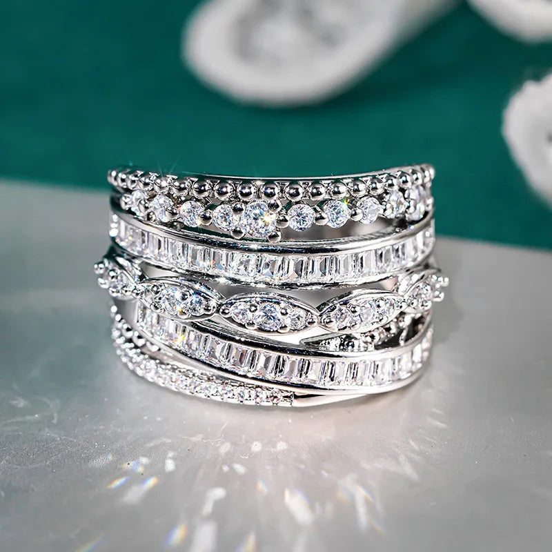 T0809 White Gold Diamond Ring Marquise Cut Natural D Color Luxury Engagement Women's Jewelry