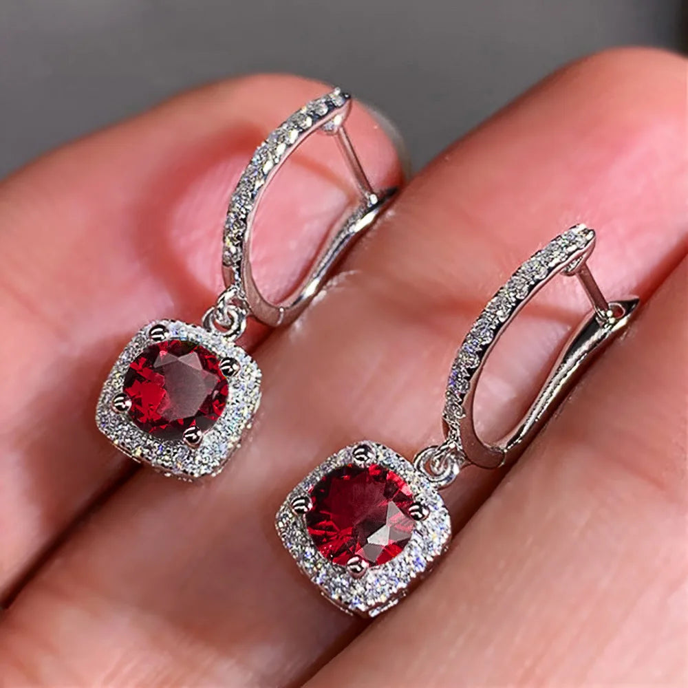 Ice One Diamond Charm Earrings 925 Silver Princess Cut Claw Setting Luxury Women's Wedding Jewelry Rhodium Plated