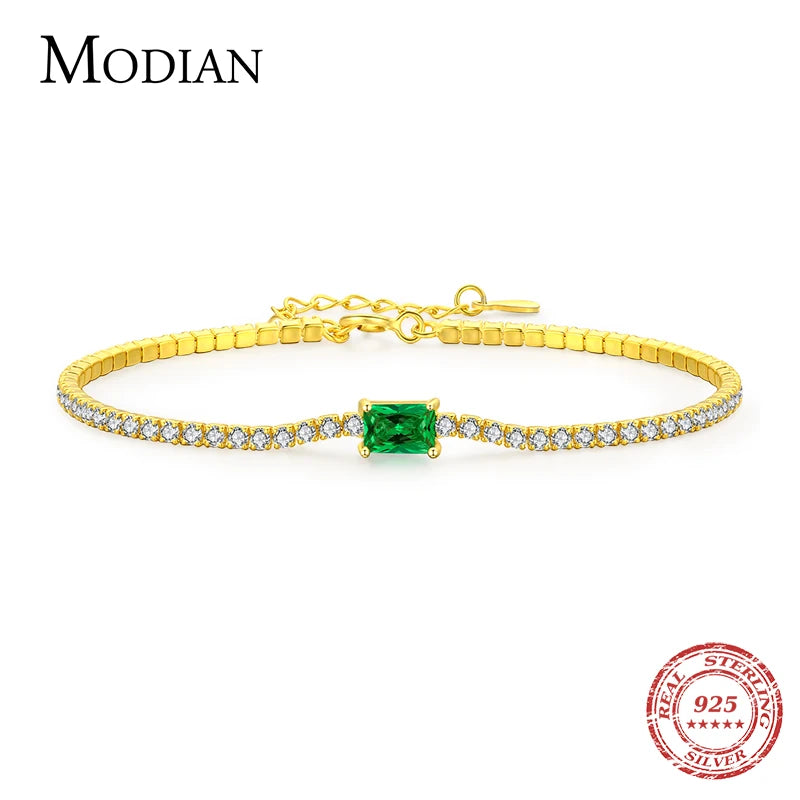 MODIAN 2021 New 925 Sterling Silver Luxury Sparkling Cubic Zirconia Bracelet For Women Gold Color Wedding Engagement Jewelry