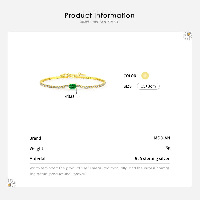MODIAN 2021 New 925 Sterling Silver Luxury Sparkling Cubic Zirconia Bracelet For Women Gold Color Wedding Engagement Jewelry
