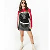 Slim Fit PU Leather Sexy Long Sleeve  Short Motorcycle  Crop Coat Autumn Outerwear Streetwear Leather Jacket