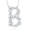 Pass Diamond Tester Letter J Multi Cut VVS Moissanite Necklace 925 Silver Platinum Plated Elegant Fine Jewelry Necklace