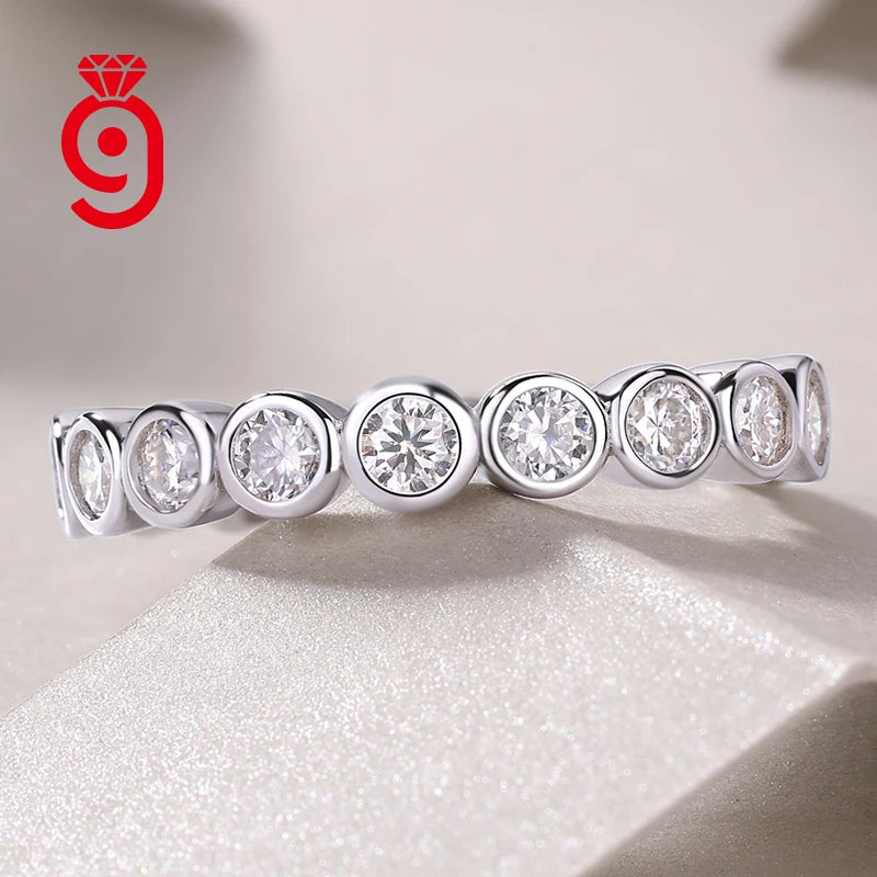Factory Wholesale  Jewelry 925 Sterling Silver Luxury Women Fine Rings Platinum Plated Band Rings Bezel Setting Eternity Rings