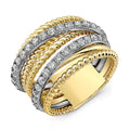 F343 Cocktail Ring 18K Solid Gold Diamond Round Brilliant Cut Channel Setting Unisex Wedding Fine Jewelry
