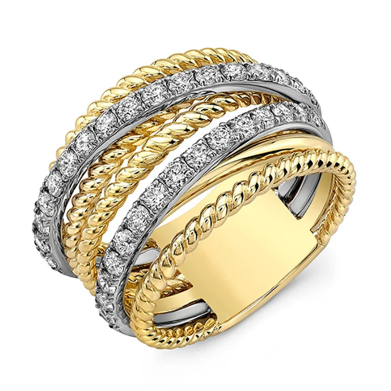 F343 Cocktail Ring 18K Solid Gold Diamond Round Brilliant Cut Channel Setting Unisex Wedding Fine Jewelry